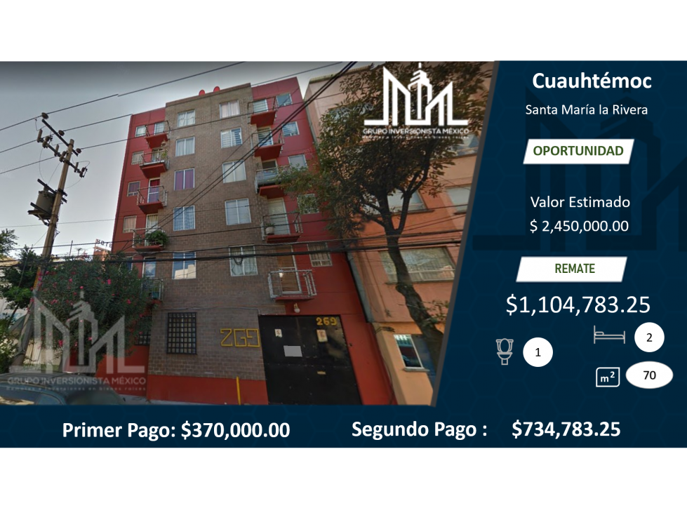 Bonito departamento en Santa maría la Rivera   $1,251,739.90