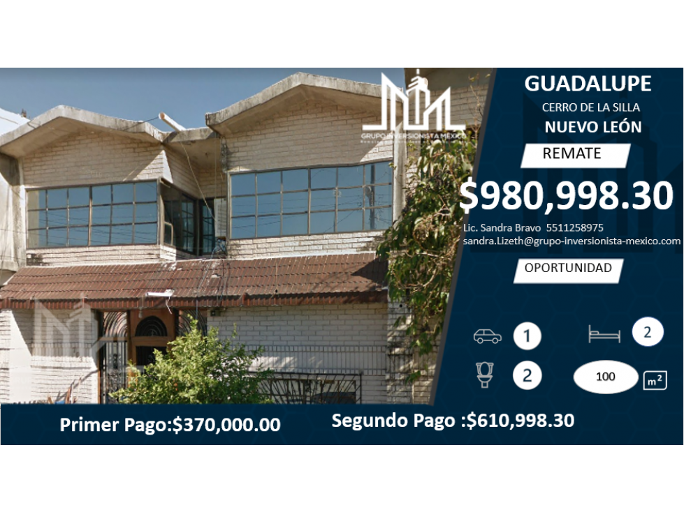 REMATE!! $1,036,543 OPORTUNIDAD DE CASA EN GUADALUPE NUEVO LEÓN