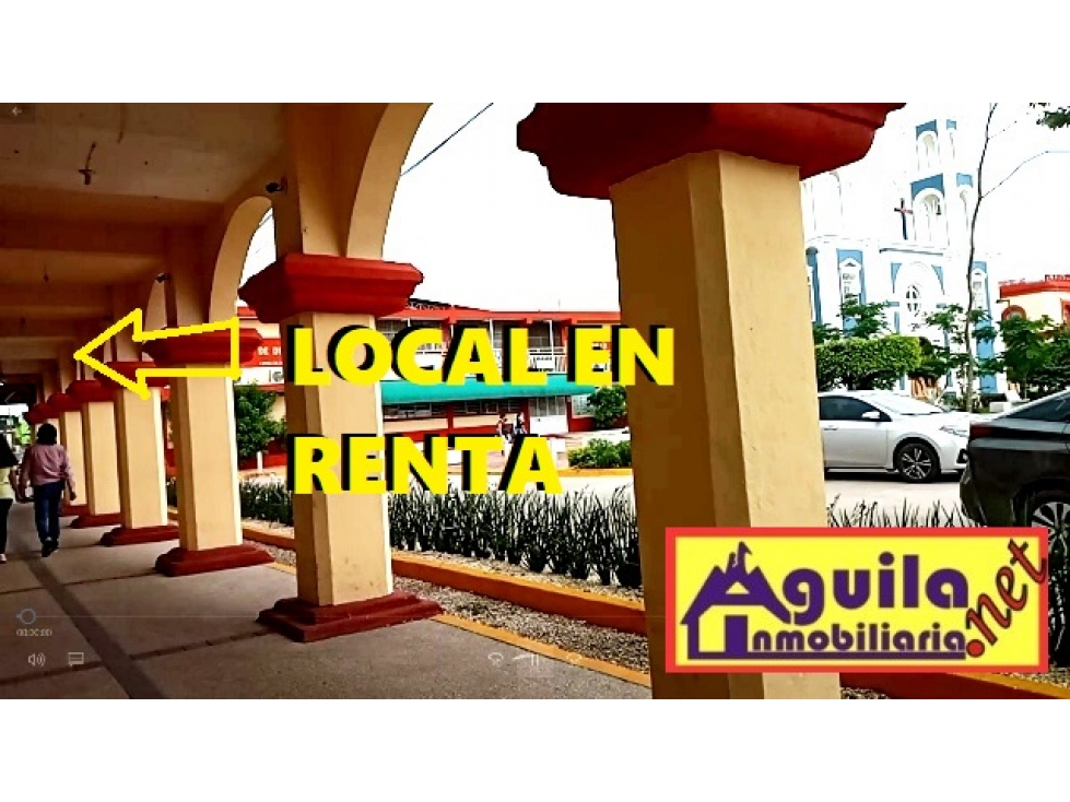 Clave:529 Renta Local frente al parque central de Comalcalco.